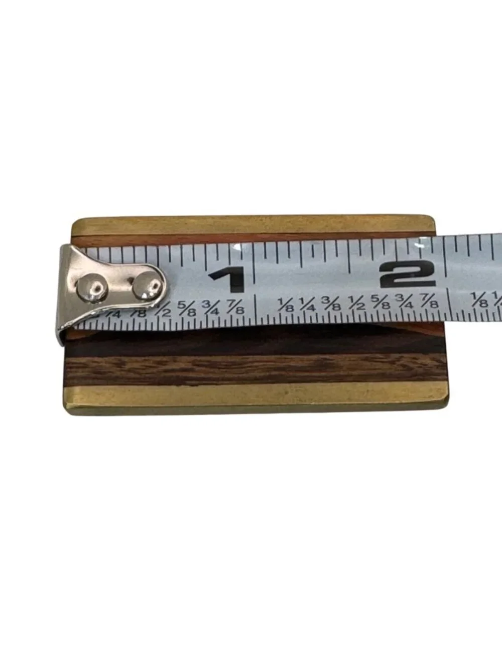Kenneth Reid Handcrafted Wooden Money Clip Inlaid Wood Mountain Design Brass 2